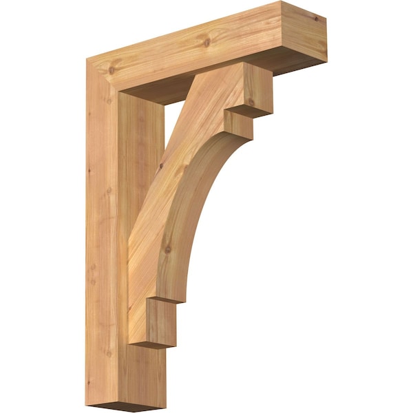 Ekena Millwork Merced Block Smooth Bracket w/ Offset Brace, Western Red Cedar, 5 1/2"W x 20"D x 28"H BKT0604X20X28MRC05SWR - main